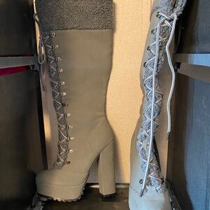 Knee high grey boots